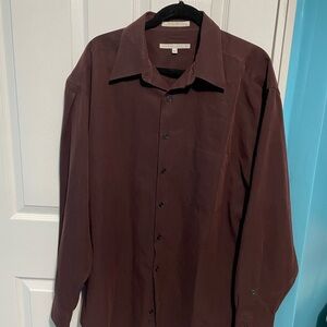 Perry Ellis Men's Dark Burgundy Button-Up Dress Shirt
